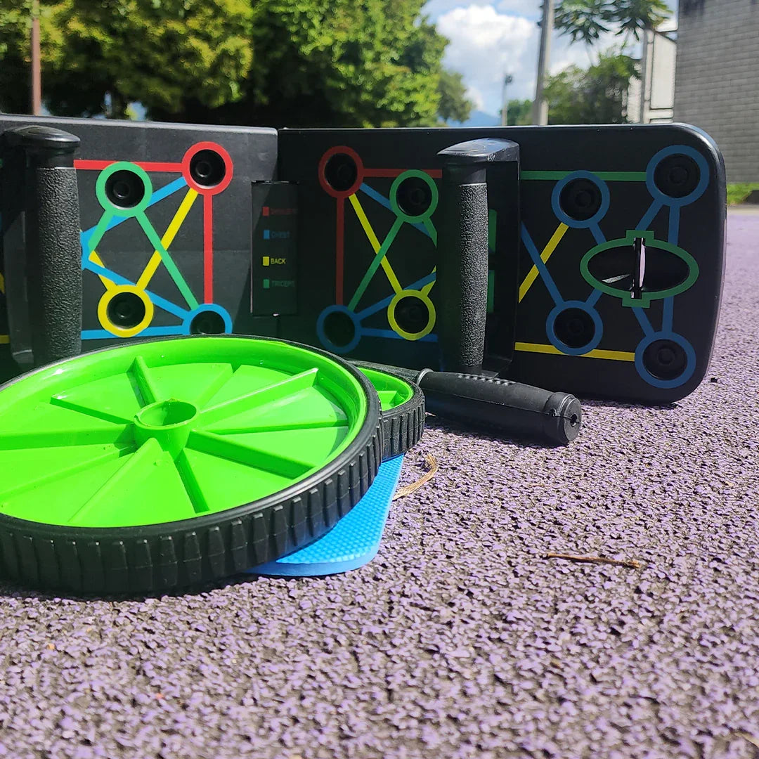 Combo Tabla Push Up + Rueda Abdominal (Portátil) – Paga al Recibir