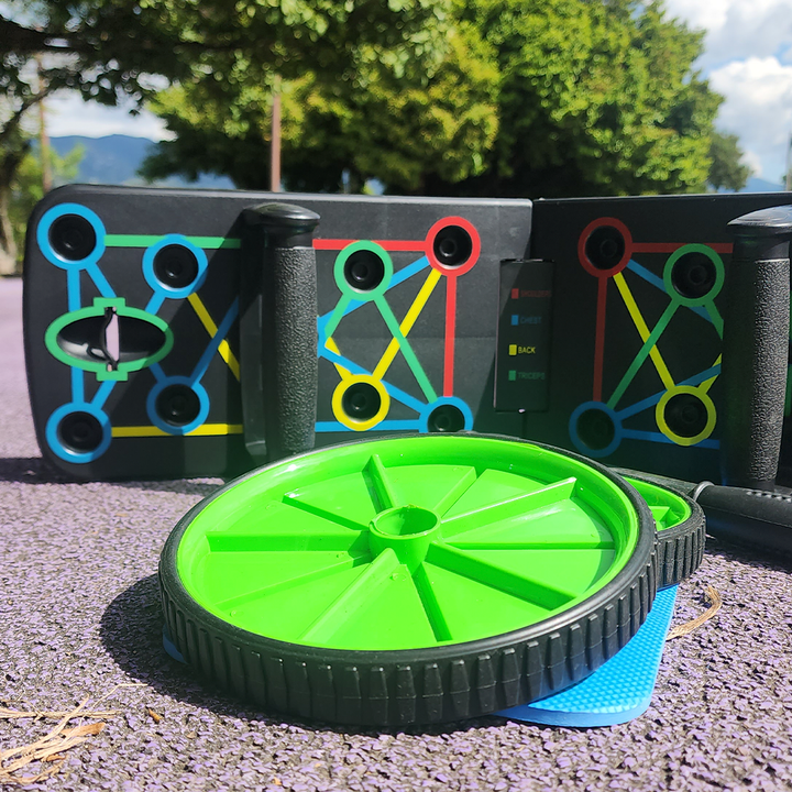 Combo Tabla Push Up + Rueda Abdominal (Portátil) – Paga al Recibir